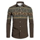 thumbnail image 2 of Camisas De Lino Para Hombre Camisa de manga larga con solapa y hebilla de bolsillo con impresión digital 3D para hombre (Brown, XXL), 2 of 5