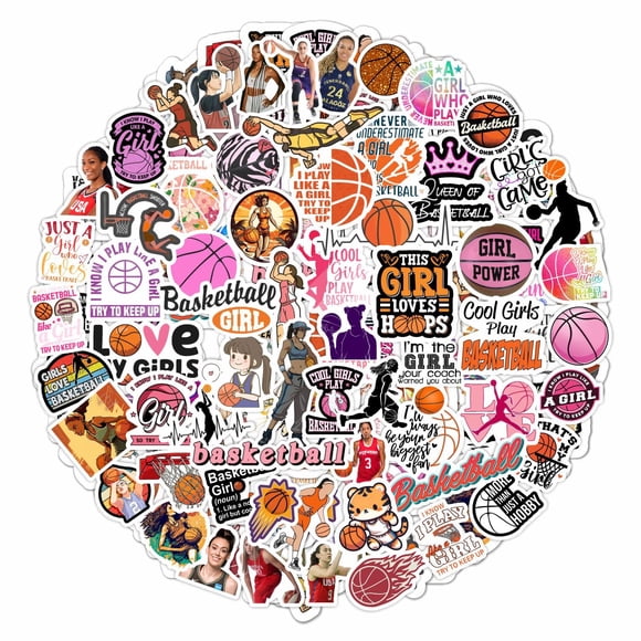 Pegatinas de baloncesto BulbaCraft, vinilo impermeable, 100 unidades, para niñas