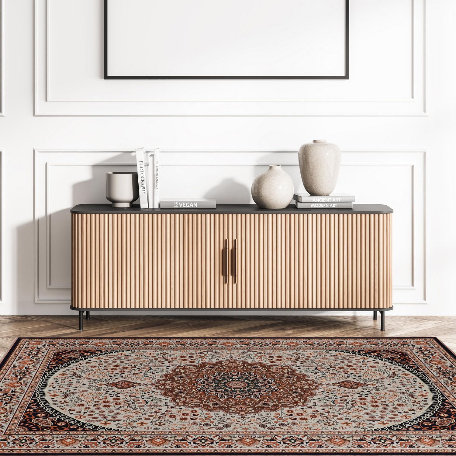 Tapis d'appoint Emerald Morris rouge & ivoire de 3 pi 3 po x 5 pi