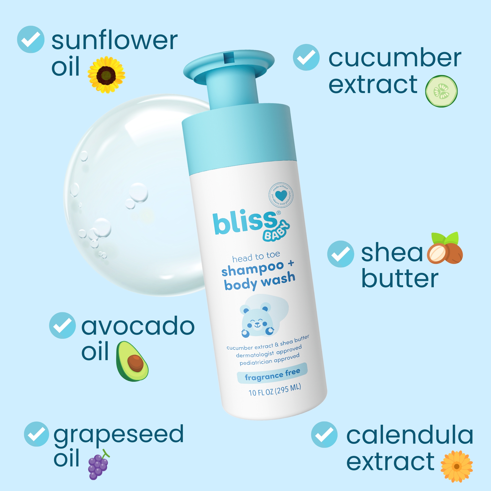 Bliss Baby Shampoo and Wash 2-in-1 Fragrance-Free photo 5