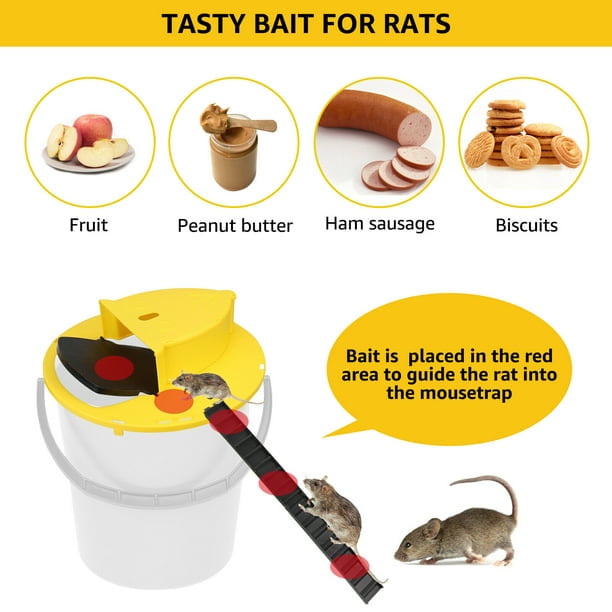 Rat Trap Bucket Mouse Traps Mouse Catching Tool Automatic Mouse Trap with  Flip and Slide Lid Reusable Mouse Trap,White 