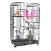 Yotoy Luxury Three-Tier Portable Cat Litter for Outdoor Cats Folding Pet Cat Cage with Wheels Three-Tier (Including Hammock)