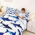thumbnail image 4 of Manfei Watercolor Shark Full Size Sheets for Kids Boys and Girls, Marine Animal Bed Sheets 4pcs, 1 Flat Sheet, 1 Fitted Sheet and 2 Pillowcases, 4 of 6