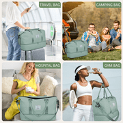 Travel Duffle Bag, Weekender Bags for Women with Shoe Compartment, Carry on Overnight Bag with Toiletry Bag and Shoes Bag, Gym Duffel Bag with Wet Pocket, Hospital Bags for Labor and Delivery, Blue