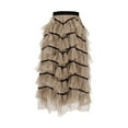 thumbnail image 3 of Dwaogom Womens Long Maxi Tulle Skirt 7 Layers A Line Ruffle Mesh High Waisted Tiered Layered Skirts Petticoat Woman Border Cake Skirt Net Yarn High Waist Slim Puffy Skirt, 3 of 5