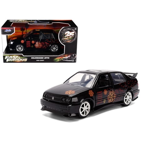 Volkswagen Jetta Black with Graphics "Fast & Furious Remix - 25th Anniversary" Series 1/32 Diecast Model Car by Jada