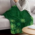 thumbnail image 5 of Throw Blanket Fleece Throw Blanket 50x60in, St.Patrick's Day Shamrock Soft Lightweight Bed Blankets Farmhouse Green Wood Grain Fuzzy Couch Blankets for All Season, 5 of 9