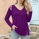 thumbnail image 5 of Xuyuer Summer Versatile Hollow-Out Long Sleeve Tee - Women's Solid Color V-Neck Casual Top, Breathable and Comfortable for Daily Outings, Friend Gatherings, and Easy Affordable Fashion Style, 5 of 7