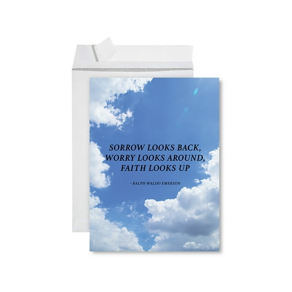 Koyal Wholesale Jumbo Sympathy Card with Envelope, Sorry For Your Loss Card, Faith Looks Up, 8.5" x 11", 1-Pk