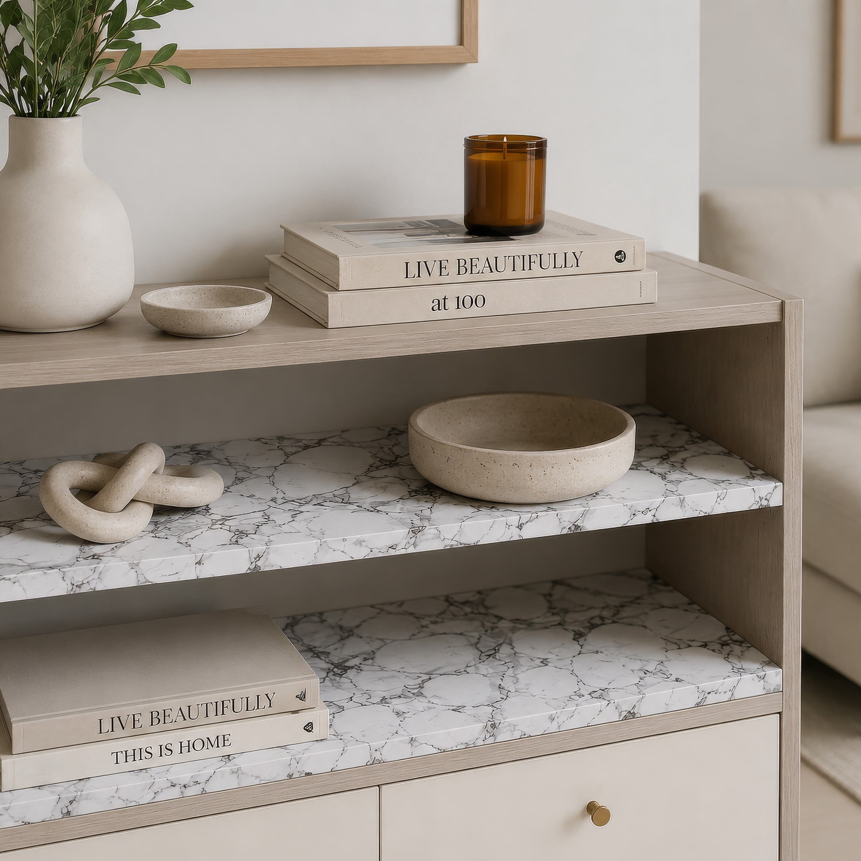 Simplify Shelf Liner Jumbo Roll 30 Square Feet - Marble Pattern Non Adhesive Cabinet Liner | Waterproof Kitchen Drawer Liner | 18x240 Inch