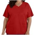 thumbnail image 6 of DYTTDG Plus Size Women's V-Neck Tunic Top, Short Sleeve with Pockets, Solid Color Casual Loose Fit Blouse (L-5XL), 6 of 6