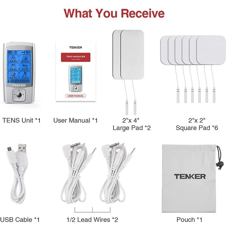 TENKER EMS TENS Unit Muscle Stimulator 24 Modes Dual Channel Electronic  Pulse Massager for Pain Relief/Management 
