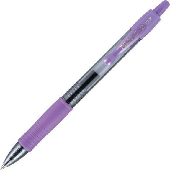 Pilot G2 Retractable Gel Ink Rollerball Pens Fine Pen Point - 0.7 mm Pen Point Size - Refillable - Purple Gel-based Ink - Translucent Barrel - 12 / Dozen