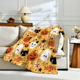 thumbnail image 5 of Halloween Ghost, Pumpkin & Bat Blanket, Soft Flannel Fleece Warm Throw, Couch/Bed/Outdoor Party Blanket, Machine-Washable Holiday Decor Throw(59×51.18in), 5 of 5