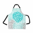 thumbnail image 2 of HATIART Dahlia Pinnata Flower Turquoise Blue and Gray Chef Kitchen Apron, Adjustable Strap Waist Ties, Front Pockets, Perfect for Cooking, Baking, Barbequing, 2 of 2