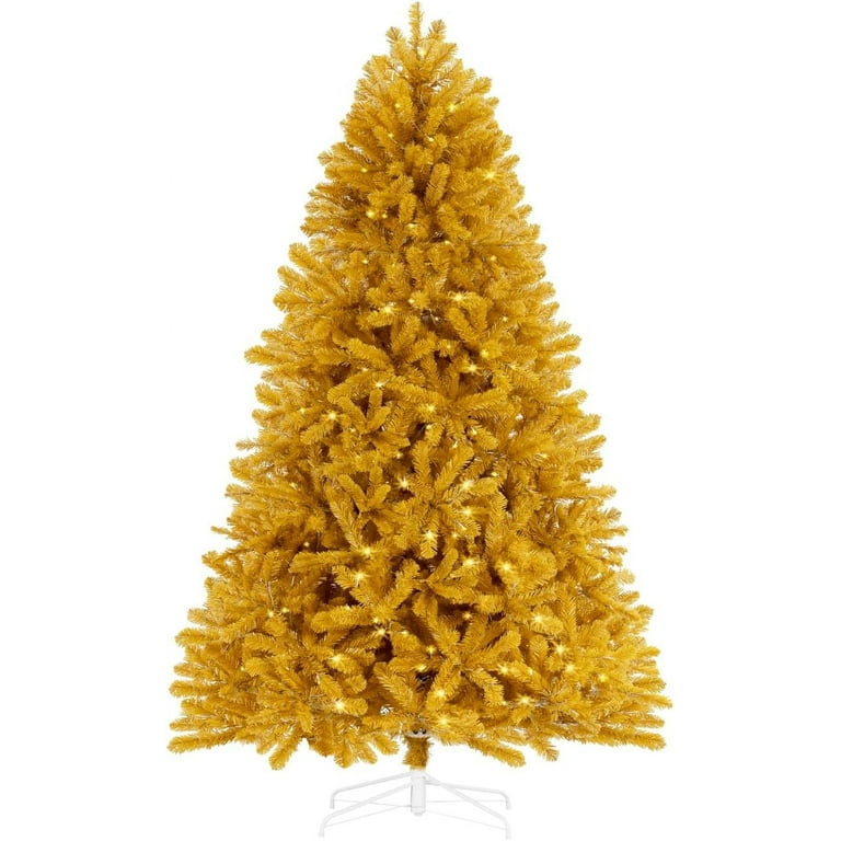 Naomi Home 6.5ft Gold Christmas Tree with Lights, Unique Colored