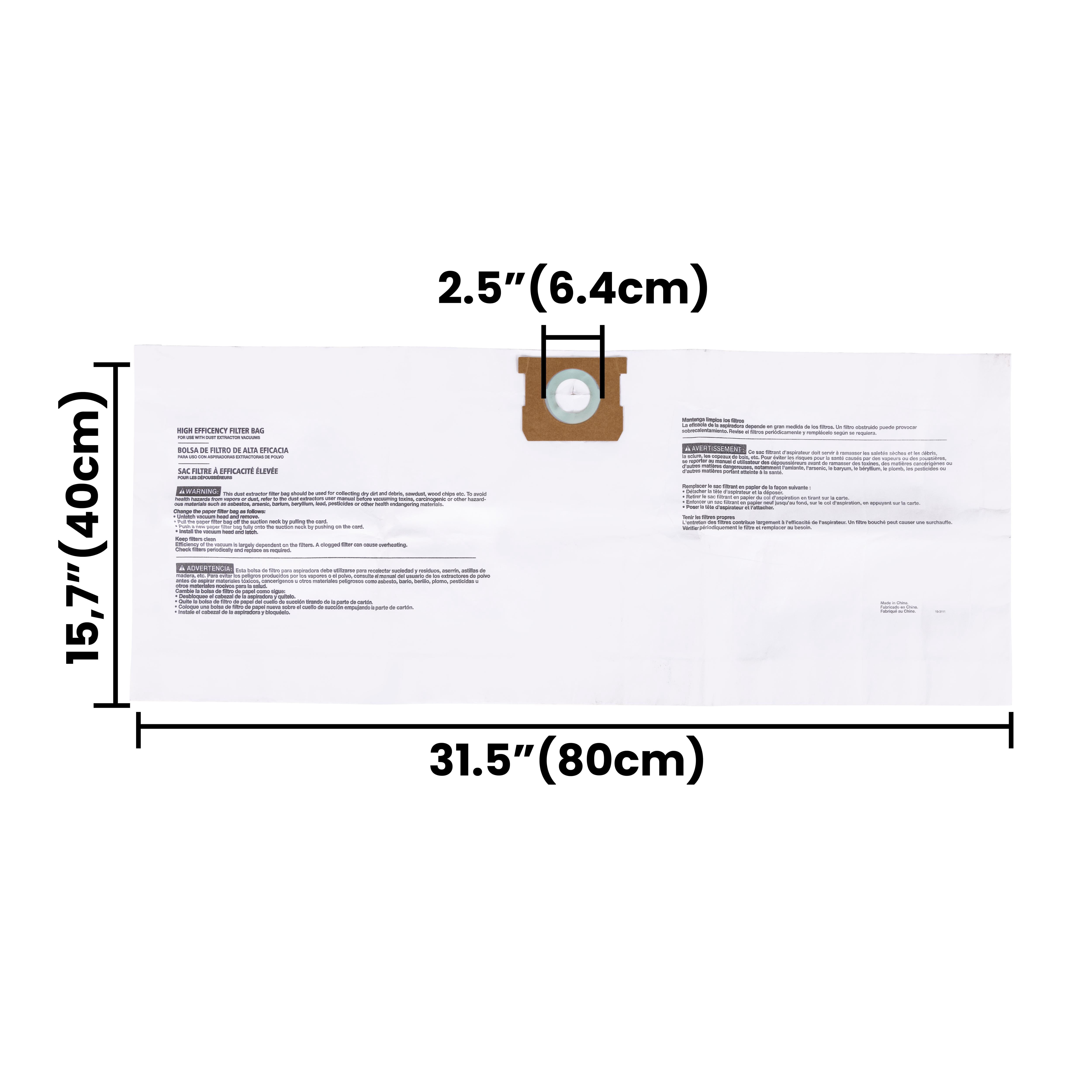 Universal High Efficiency Dust Bag 2-Pack for 10-16 Gallon Wet/Dry Vacuums