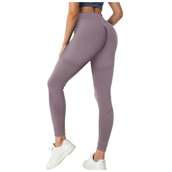 GEWSEY Leggings for Women, High Waisted Women Leggings Yoga Pants (Light Purple, L)