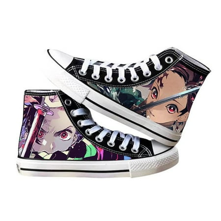 

3D Print Unisex Anime Demon Slayer Canvas Sneakers for Fans Kids Children Teen High Top Lace up Walking Running Classic Shoes Cosplay Tanjirou Nezuko Zenits Lightweight Sneakers