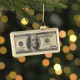 thumbnail image 2 of 4.5" Gold 100 Dollar Bill Glass Christmas Ornament, 2 of 6