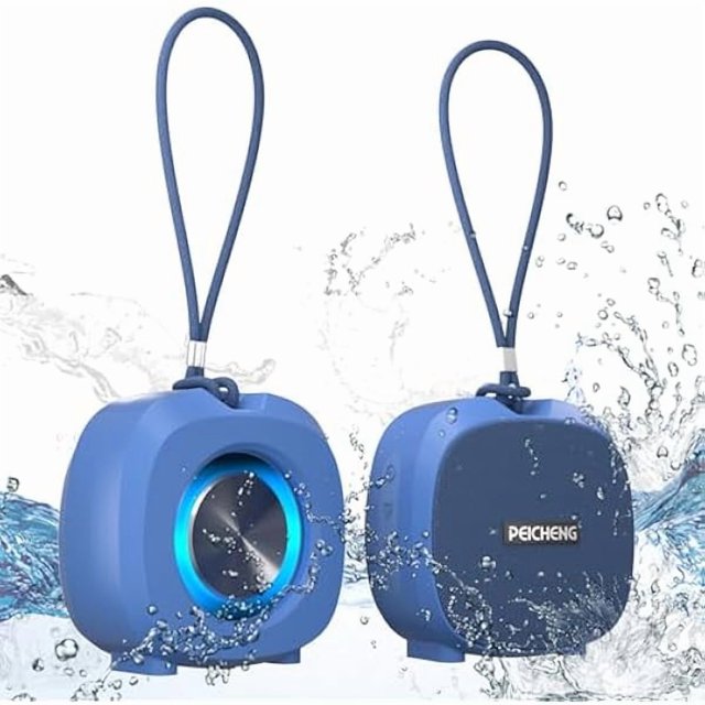 wonima11 Speaker, Small Portable Bluetooth Wireless IPX5 Waterproof Shower Speaker,Loud Stereo Sound Deep Bass,Dual Pairing, RGB Lights,Long Playtime for Outdoor Party, Great Gift,1PC (Blue)