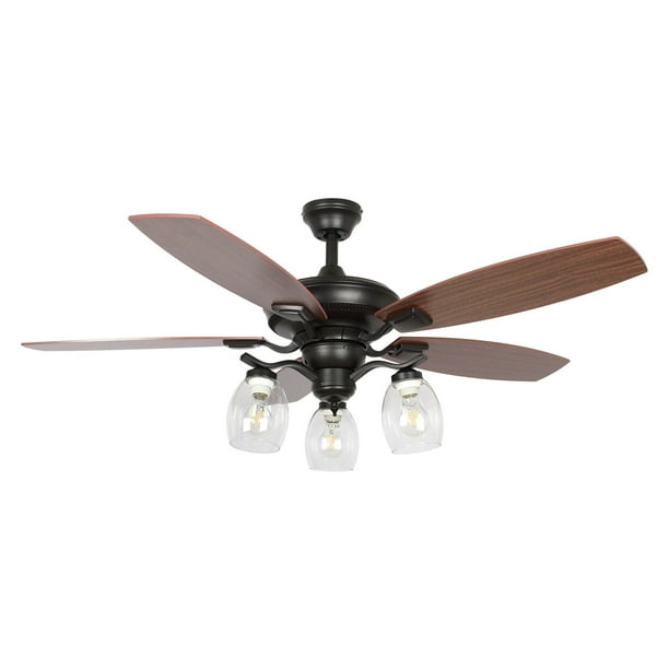 Farmhouse Ceiling Fan With Lights Indoor Chandelier Remote Control 5 Reversible Blades Large For Bedroom Living Room 52 Inch 3 Bulbs Not Included Black Com Lights Indoor Chandelier Ceiling Fan, Black Ceiling Fan With Chandelier Light Kit
