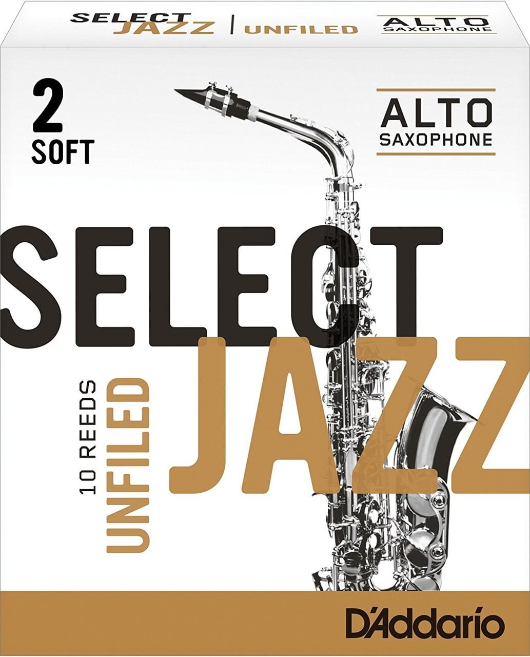 Rico Select Jazz Alto Saxophone Reeds, Unfiled, Strength 4 Strength Hard, 10-pack