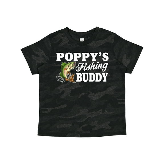 Inktastic Poppy's Fishing Buddy with White Text Boys Toddler T-Shirt