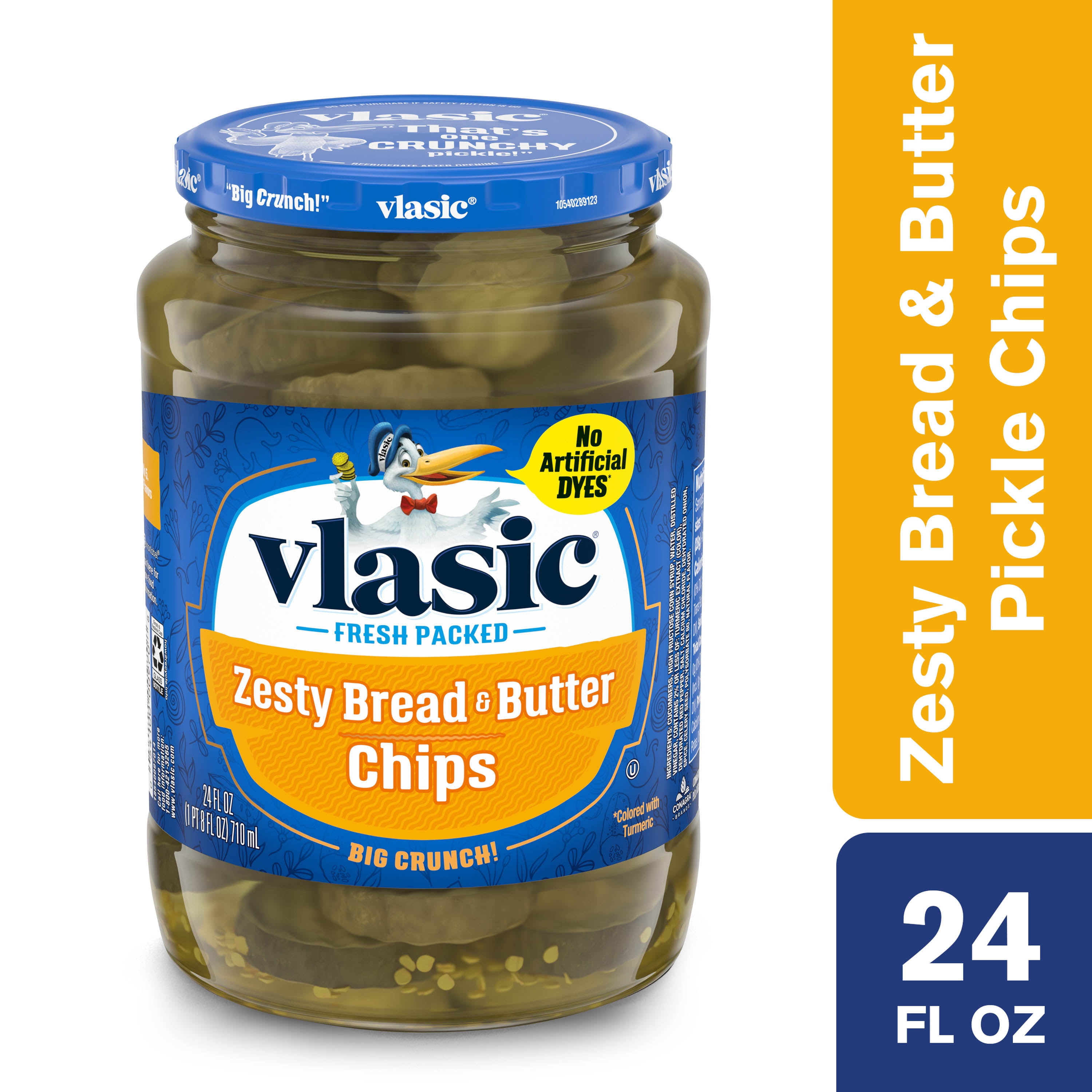 Vlasic Zesty Bread And Butter Pickle Chips Sweet Pickle Chips 24 Oz Jar Walmart Com Walmart Com