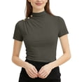 thumbnail image 4 of Levmjia Womens Tops Short Sleeve Round Neck Blouse Casual Lightweight Soft Comfortable Summer Shirt Elegant Solid Color Pullover, 4 of 6