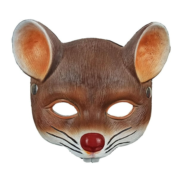 Disfraz de rata de media cara en 3D para cosplay, ideal para juegos de rol, fiestas de Halloween y otras fiestas temáticas. Marrón