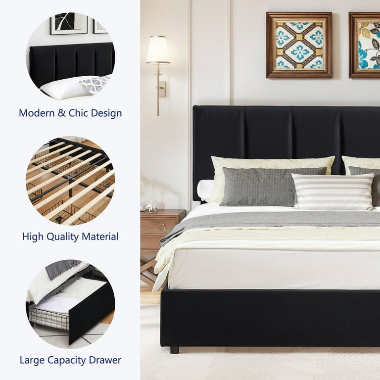 ベッドフレーム 160cm bed frame with drawers Amazon.com: Full Size Bed Frame with 4 Storage Drawers and