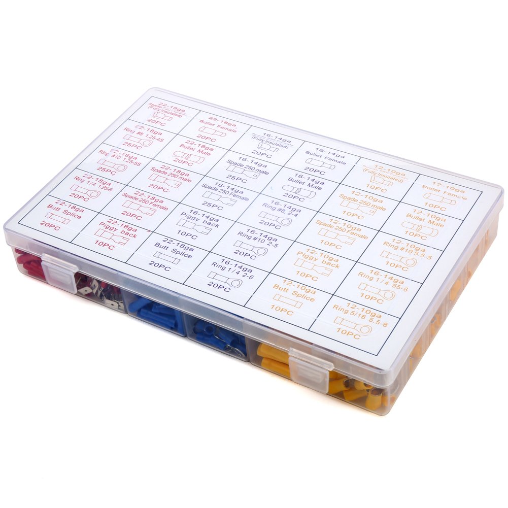 H&S Electrical Wire Connectors & Terminals - 520 pcs - Heat Shrink Butt Connector Kit - Crimp Connectors for Hard Wiring