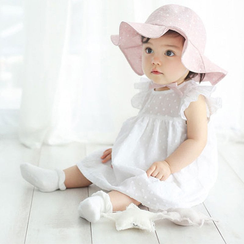 baby girl white sun hat