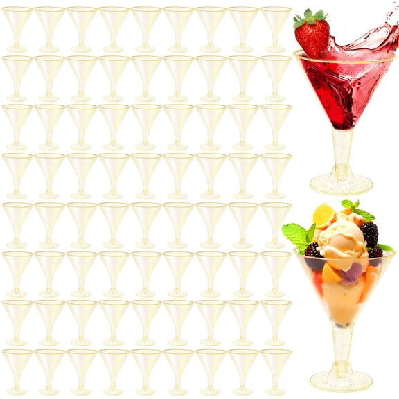 72 Pack Plastic Martini Glasses,6.25oz Clear Disposable Cocktail Cups, Reusable Tall Stemmed Wine Shooter Glasses for Party Wine, Champagne, Margarita