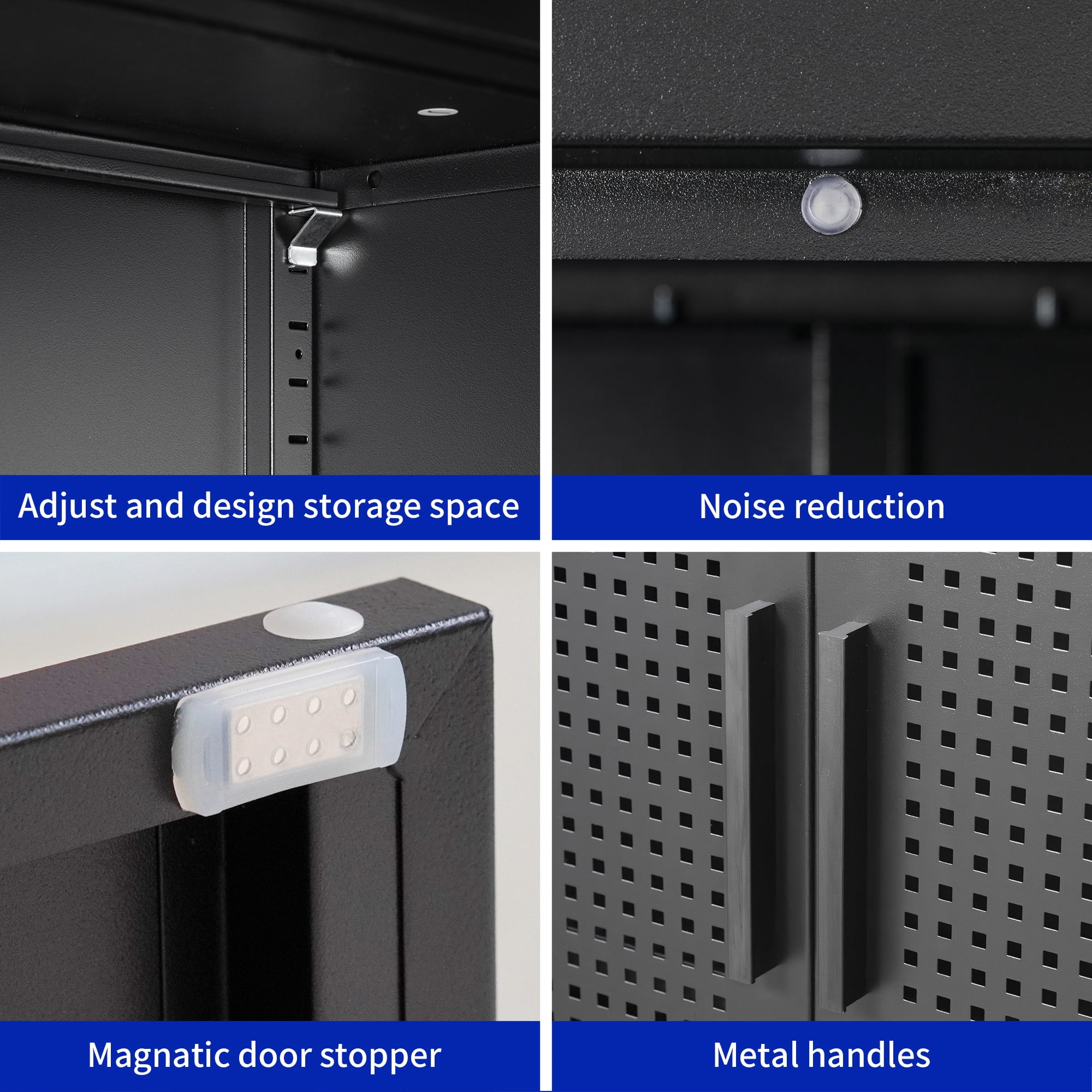 Metal Storage Cabinet with 2 Doors and 2 Adjustable Shelves, Steel Lockable Garage Storage Cabinet, Metal File Cabinet for Home Office School Gym, Black
