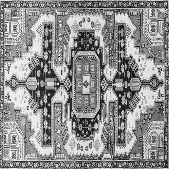 Ahgly Company Indoor Square Persian Gray Traditional Area Rugs, 5' Square