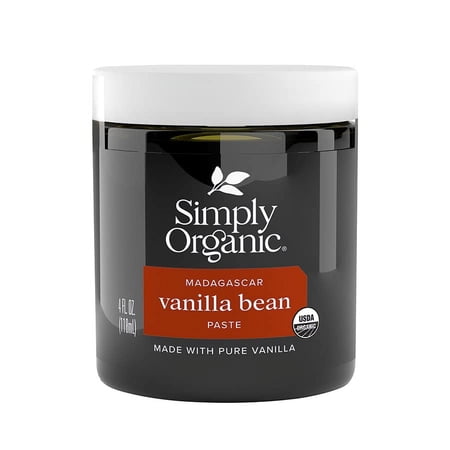 Simply Organic Vanilla Bean Paste  4 Ounce Jar  Certified Organic  Kosher  Vegan  Non-GMO Rich Soft Paste  Warm Woody Aroma