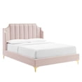 thumbnail image 2 of Modway Daniella Performance Velvet Queen Platform Bed in Pink, 2 of 8