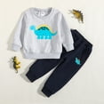 thumbnail image 3 of EnJoCho Baby Organic Clothes Boy Toddler Boys Long Sleeve Cartoon Dinosaur Prints Tops and Pants Child Kids 2PCS Set&Outfits Kids Boy School Fashion Clothing Set 12-18 Months, 3 of 3