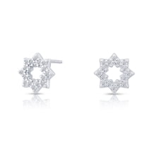 Tilo Jewelry 925 Sterling Silver Star Stud Earrings with Secure Push Backs & Cubic Zirconia CZ Stones for Women & Unisex