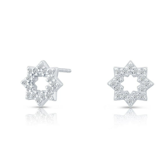 Tilo Jewelry 925 Sterling Silver Star Stud Earrings with Secure Push Backs & Cubic Zirconia CZ Stones for Women & Unisex