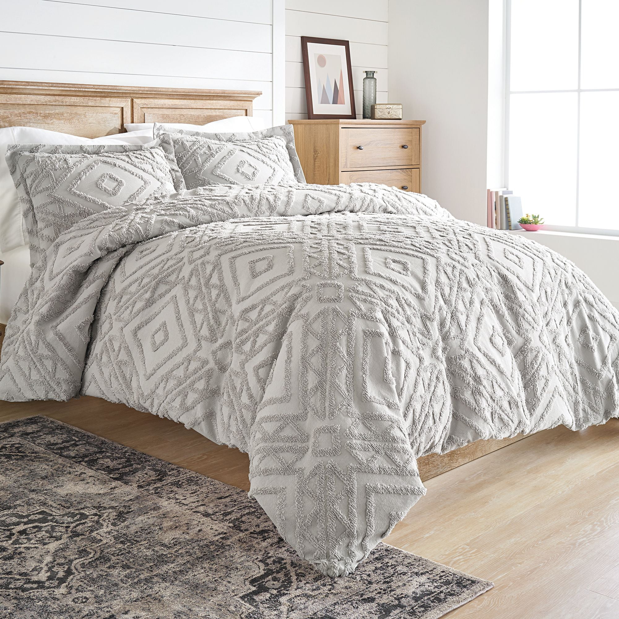 Better Homes and Gardens Chenille 3 Piece Duvet Cover Set, Full/Queen, Gray - Walmart.com