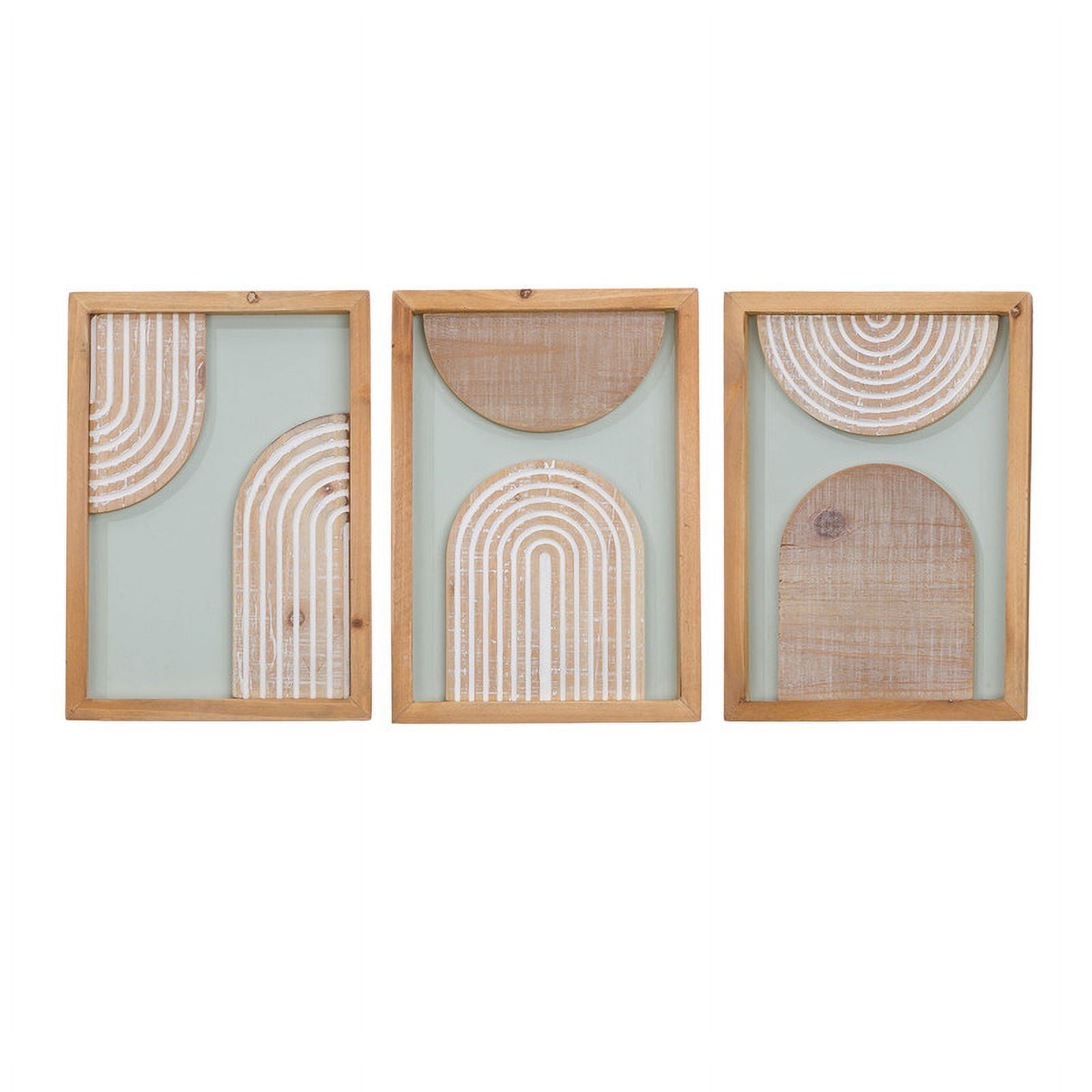 Zahara Boho Contemporary Frame Wood Wall Art Set