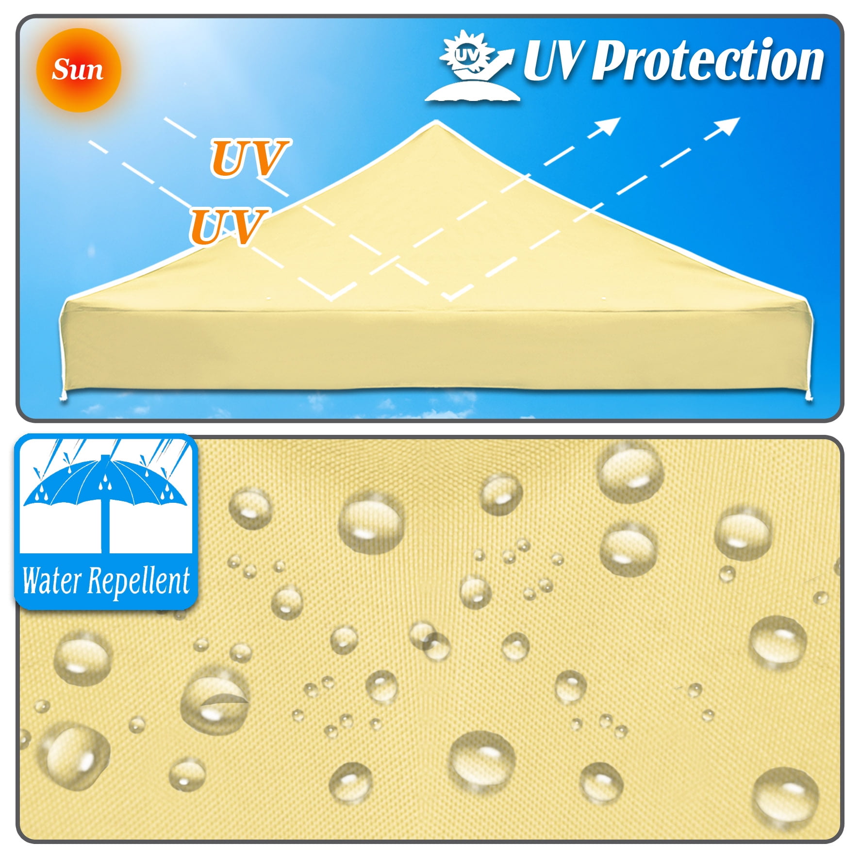 Sunny 10ft x 10ft Beige Top Cover Pop Up instant Outdoor Canopy