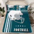 thumbnail image 3 of Feelyou Rugby Sport Player Twin Sheet Sets for Teens, Teal Grey Cartoon Twin Fitted Sheet, Football Soccer Theme Flat Sheet, Luxury Bedroom Decor, 3-Piece, 3 of 8