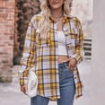 thumbnail image 2 of Kaprioy Womens Plaid Flannel Shacket Button Down Long Sleeve Casual Jackets Coats Fall Fashion Clothes Plus Size Baggy Trendy Shirts Women Casual Plaid Shirt Lapel Pocket Loose Button Shirts, 2 of 7