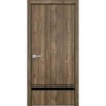 Modern Wood Interior Pre-Hung Door with Hardware | Planum 0012 Walnut | Single Panel Frame Trims | Bathroom Bedroom Sturdy Doors-24" x 80"