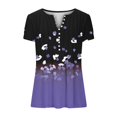 thumbnail image 5 of Summer Tops for Women Trendy Boho Floral Print Tunic Shirts Short Sleeve V Neck Tshirt Casual Loose Blouse Fashion, 5 of 5