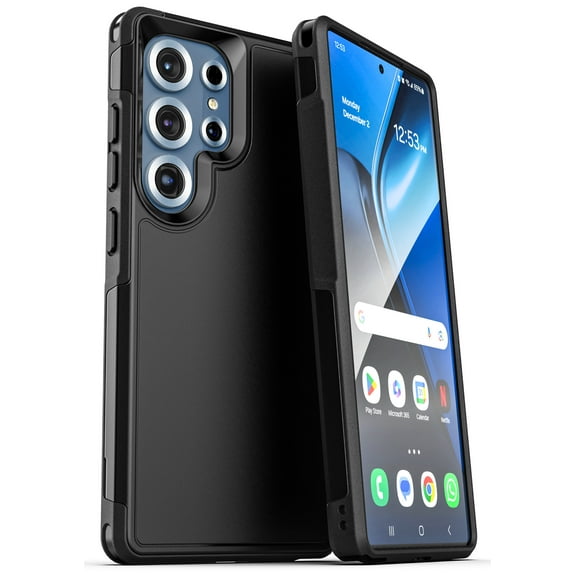 Encased Designed for Samsung Galaxy S25 Ultra Case, Compatible with MagSafe Qi2 (Challenger Series) Heavy Duty Rugged Dual Layer Protection (Black)